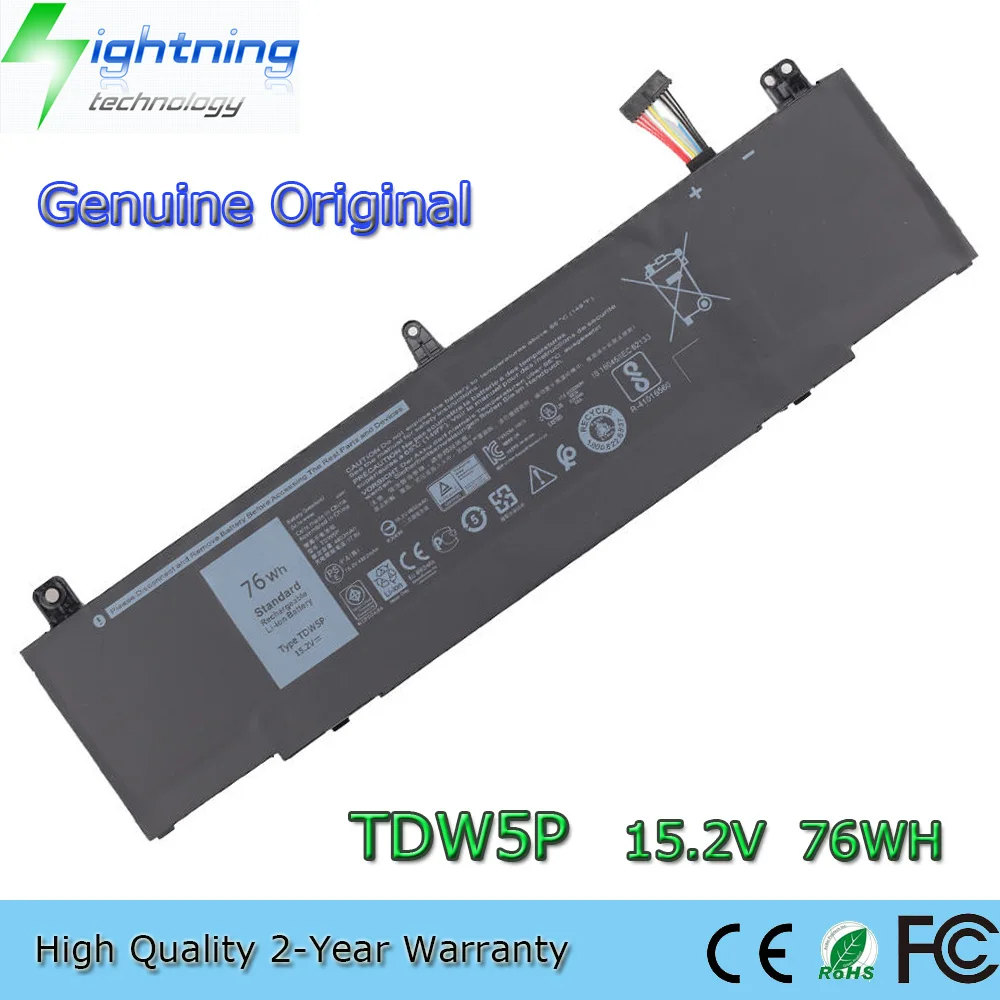 

New Genuine Original TDW5P 15.2V 76Wh Laptop Battery for Dell Alienware 13 R3 ALW13C D1738 D2718 D2728 V9XD7 4RRR3 JFWX7