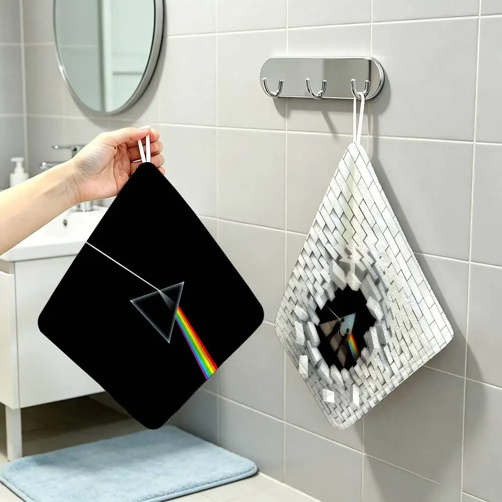 Band P-Pink HOT Floyd album  Household Hanging Towel Polyester Cotton Hand Wiping Towel Sturdy For Bathroom Bedroom