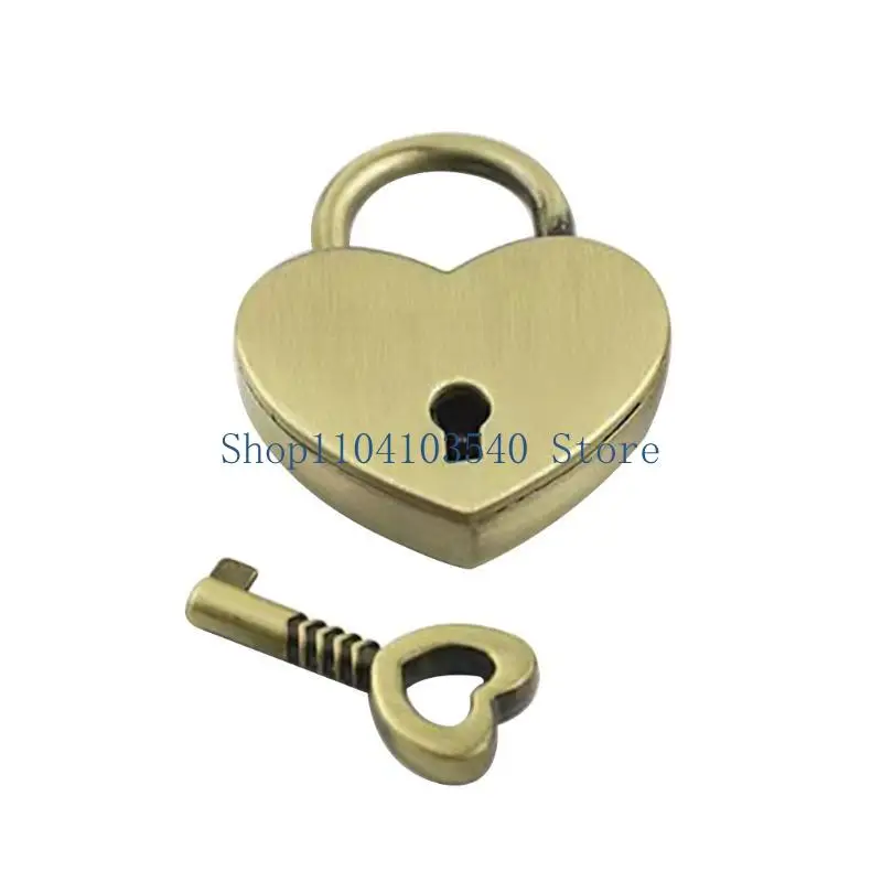 

02DC Mini Heart Love Padlocks With Key Jewelry Box Decor Padlock for Lovers Girls