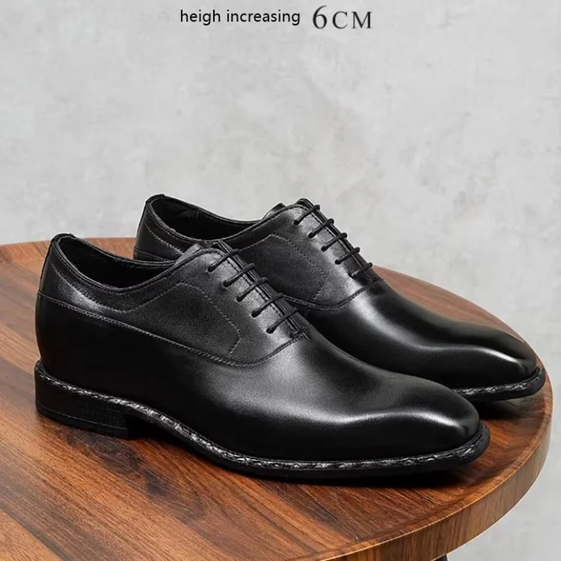 

Новые мужские кожаные туфли-оксфорды для увеличения роста на 6 см, деловые, классические, для свадьбы и вечеринок