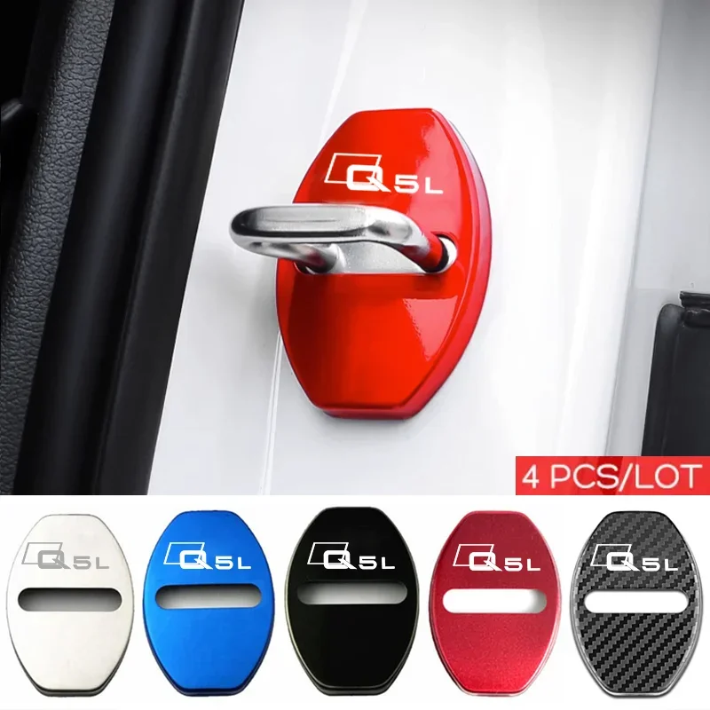 4PCS For Audi Q5l Badge A3 A4 A5 A6 A7 A8 S4 S5 S6 TT RS3 RS5 RS6 Stainless Steel Car Door Lock Cover Decorative Anti-rust Case 