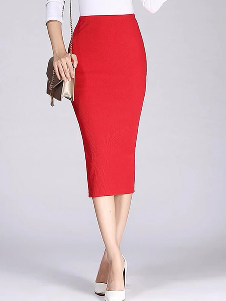 

2024 Spring Autumn Long Pencil Skirts Women Sexy Slim Package Hip Maxi Skirt Lady Winter Sexy Chic Wool Rib Knit midi Skirt Saia