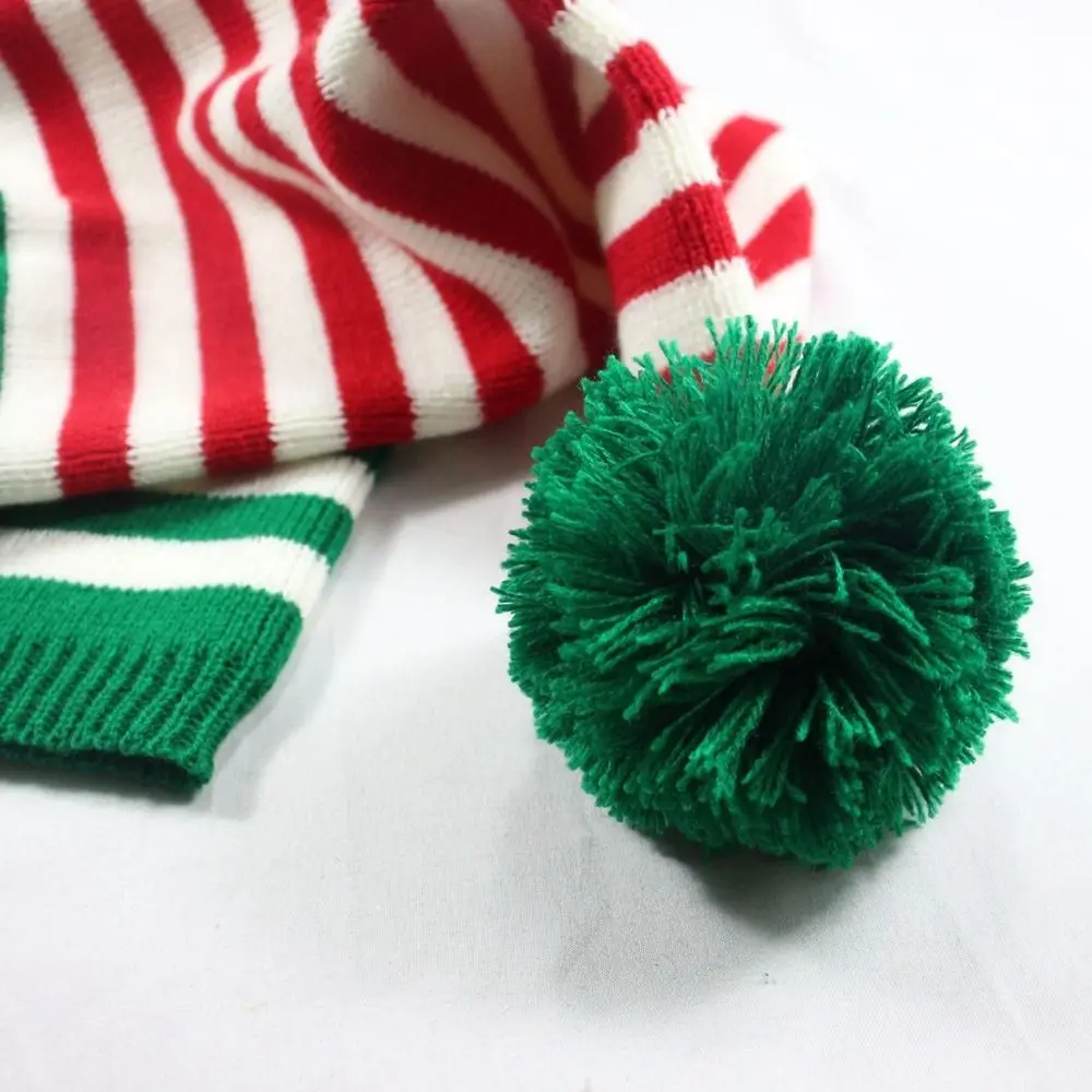 Leisure Santa Claus Christmas Knitted Hat Merry Christmas Hat Striped Santa Beanie Hat Korean Style Green Red Female/Girls