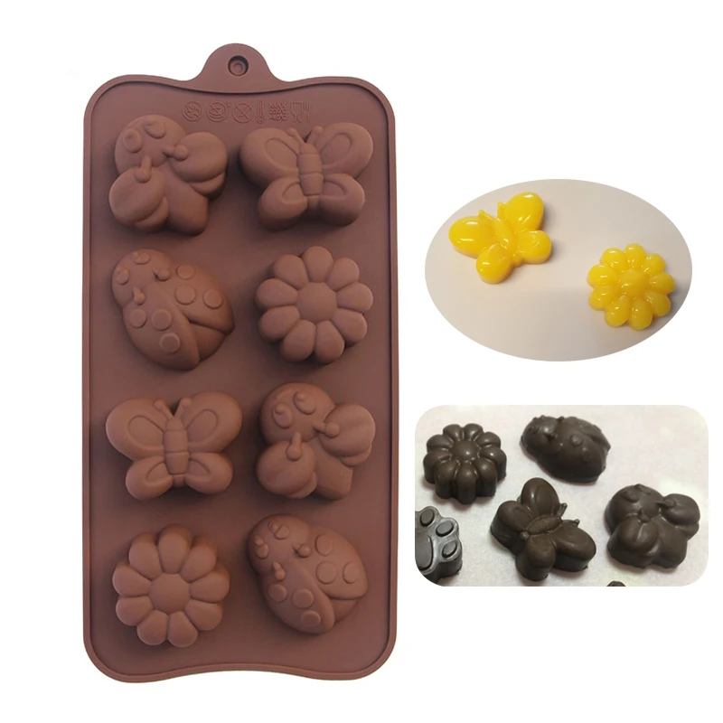 3D Insect Silicone Mold DIY Butterfly Bee Chocolate Candy Jelly Pudding Mould Cake Decoration Molds Baking Tool