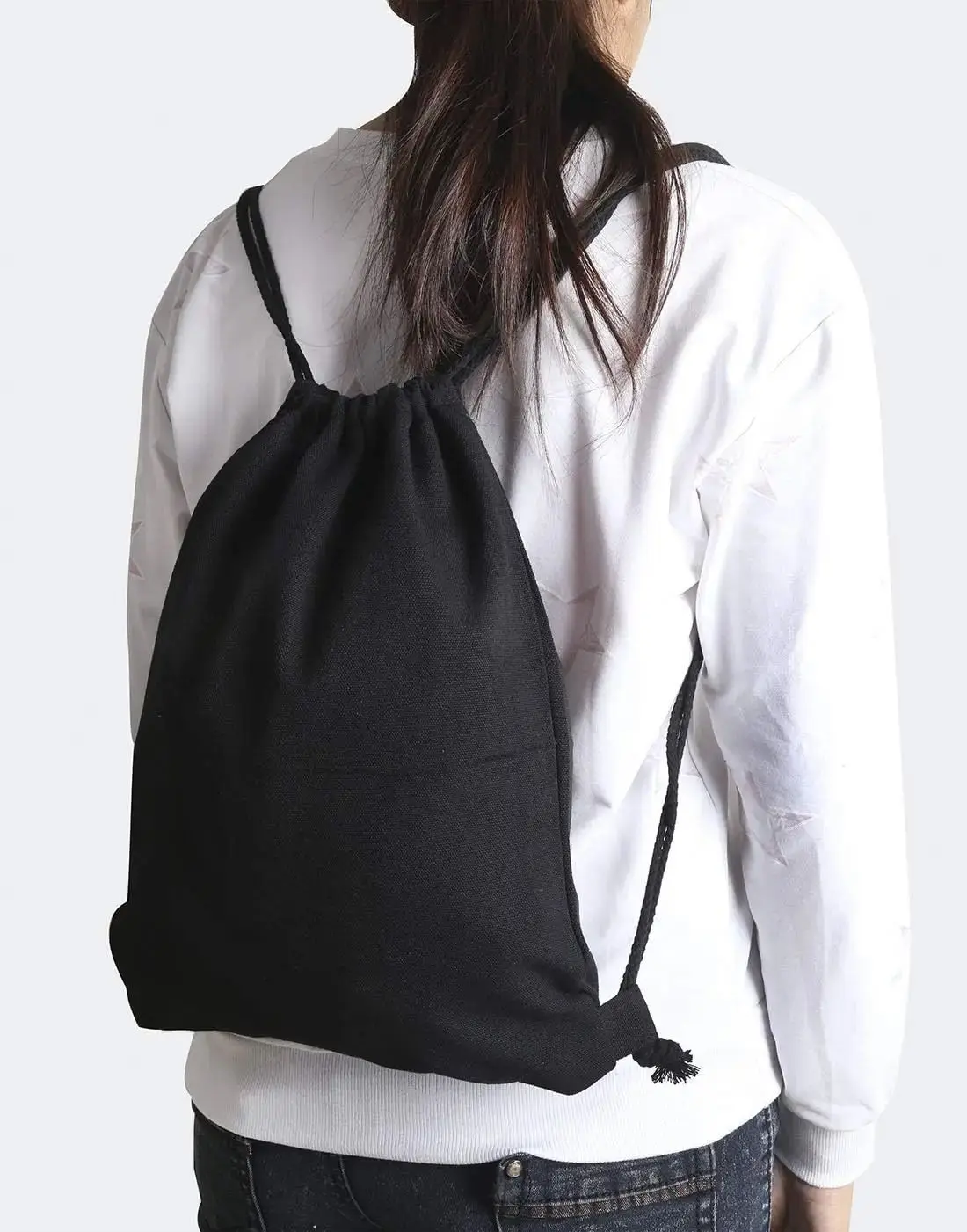 Canvas Bag Shoulders Drawstring Bundle Pockets Shopping Student Backpack Bag Cotton Pouch for Gym Traveling Storage Bag