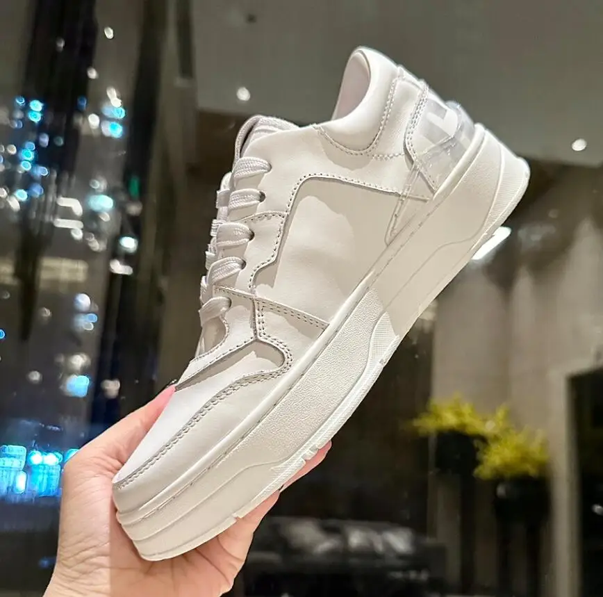 Luxury Designer Mixed Color Small White Shoes Round Toe Genuine Leather Lace Up Casual Shoe Thick Sole Fashion New Women Sneaker