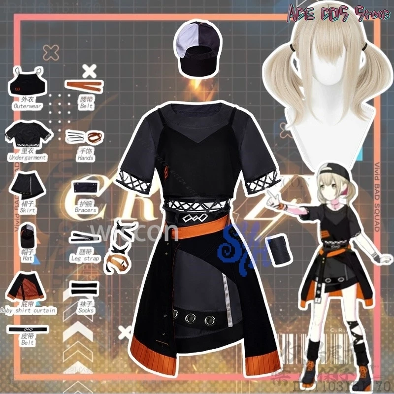 

Аниме игровой проект Sekai красочный сценический косплей Azusawa Kohane костюм CR ZY оранжевое панк-платье шляпа Лолиты Хэллоуин по индивидуальному заказу