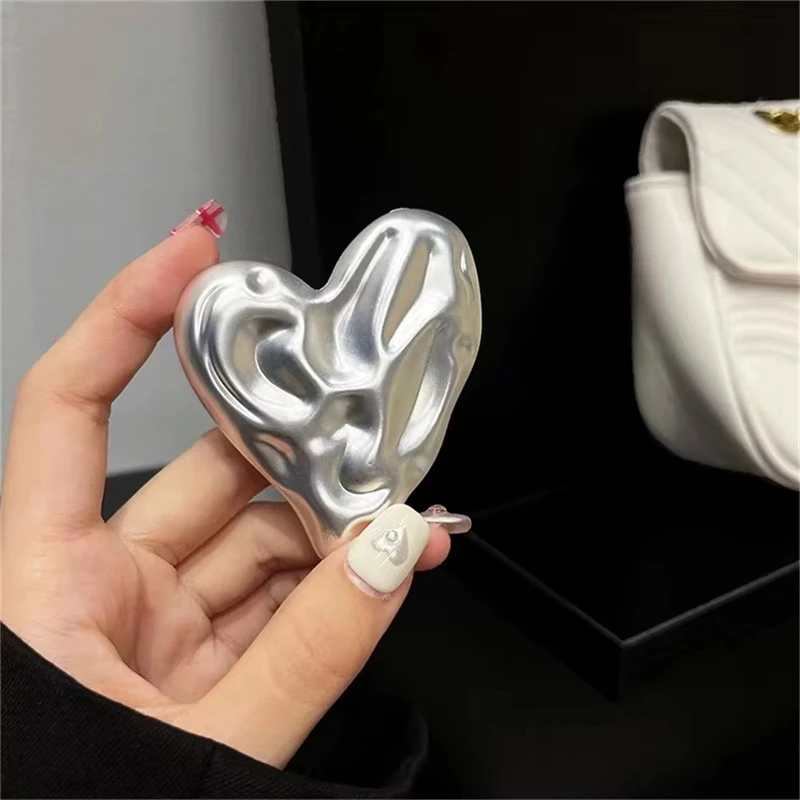Luxury Metal Pleated Heart Bracket Phone Grip Tok Griptok Holder For iPhone Samsung Universal Accessories Stand Socket Holder