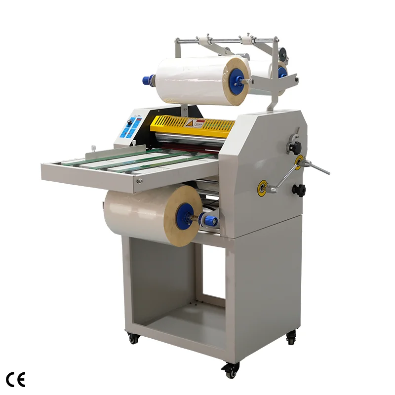 

SMFM390A Double Sided Laminating Machine Digital Oil Heating Manual Laminator Auto Winding Slitting 370x999mm Max Paper