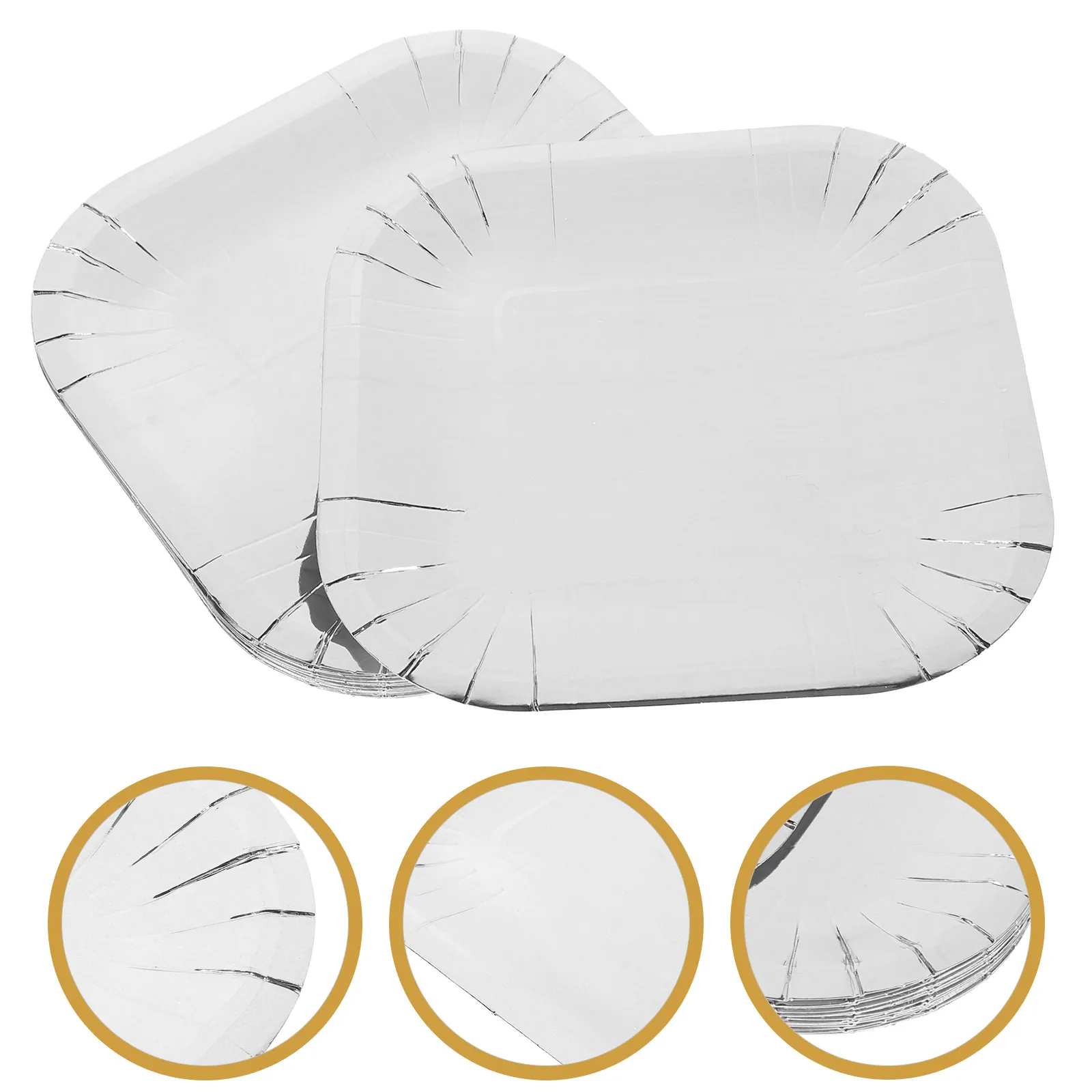 

40pcs Square inch White Cardboard Paper Meal Plate Gold Disposable Food Party Square Plates Plates