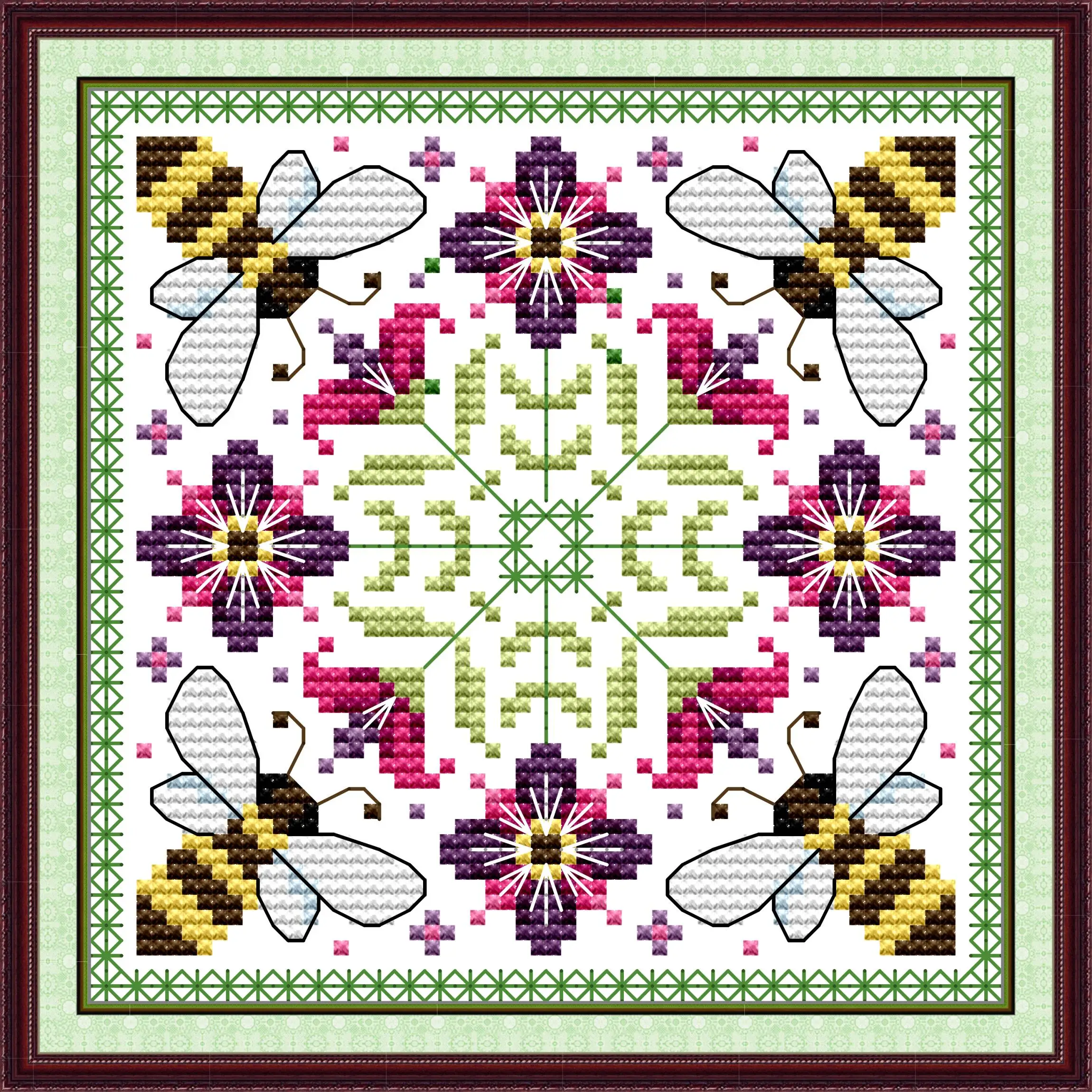 

Maydear Cross Stitch Kit, 11CT/14CT/16CT/9CT Aida Fabric,DMC Threads Sewing Pattern Embroidery Set-Busy Bees