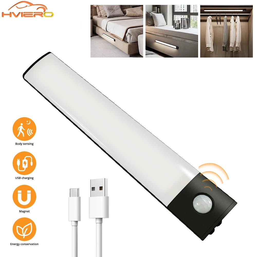 Night Light 3color in One Home Lamp Motion Sensor Wireless USB Under Cabinet Dormitory Wardrobe Closet Cupboard Indoor Lighting