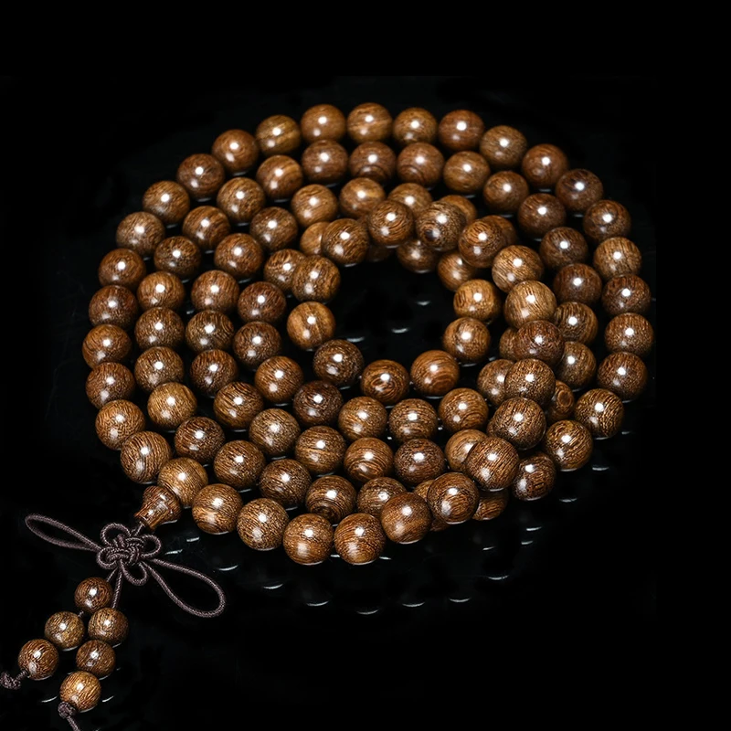 Natural Wooden Bead Bracelets for Women and Men Sandalwood 8mm 108 Mala Round Beads Buddhist Prayers Meditation Elastic Bracelet