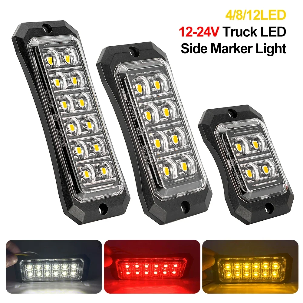 

Car Truck Boat Trailer Marker Lights Dark Smoked Lens 4/8/12LED White Side Marker Lights 12v 24v LED Clearance Lights for Trucks