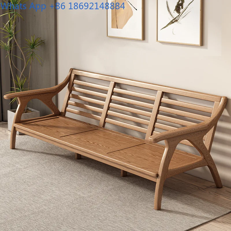 Modern minimalist 3 seater sofa with solid ash wood frame for small living room use all year round