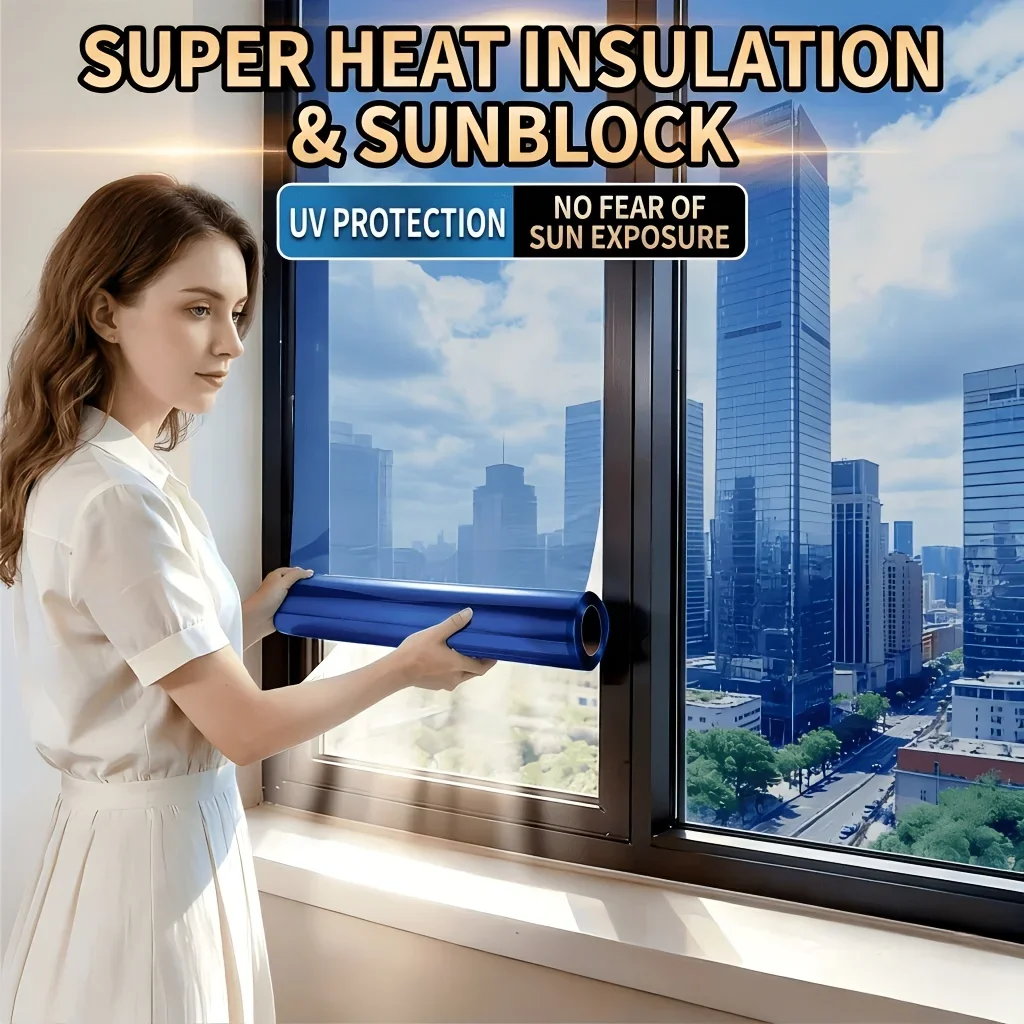 Heat Insulation Window Film High Privacy One-Way Perspective Anti-Peeping Blocking Glare Sun Protection Home Office Essential