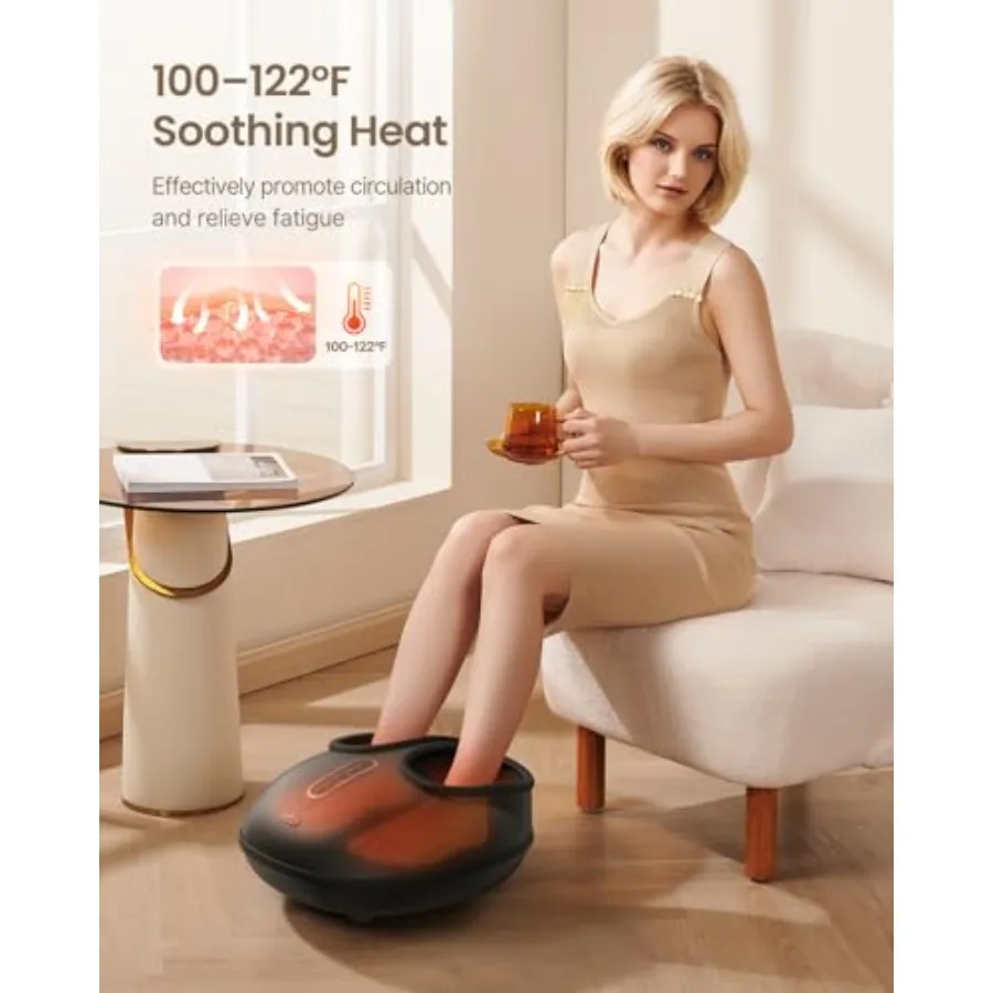 Foot Massager with Heat for Plantar Fasciitis Relief, Deep-Kneading Air Squeezing, Size 12, Deep Grey, Shiatsu Therapy, Mothers - view 5