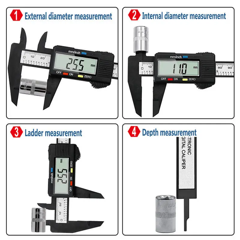 Digital Depth Gauge Digital Caliper Level Angle Ruler Height Ruler Depth Ruler Multi-function Measuring Tool Woodworking tools