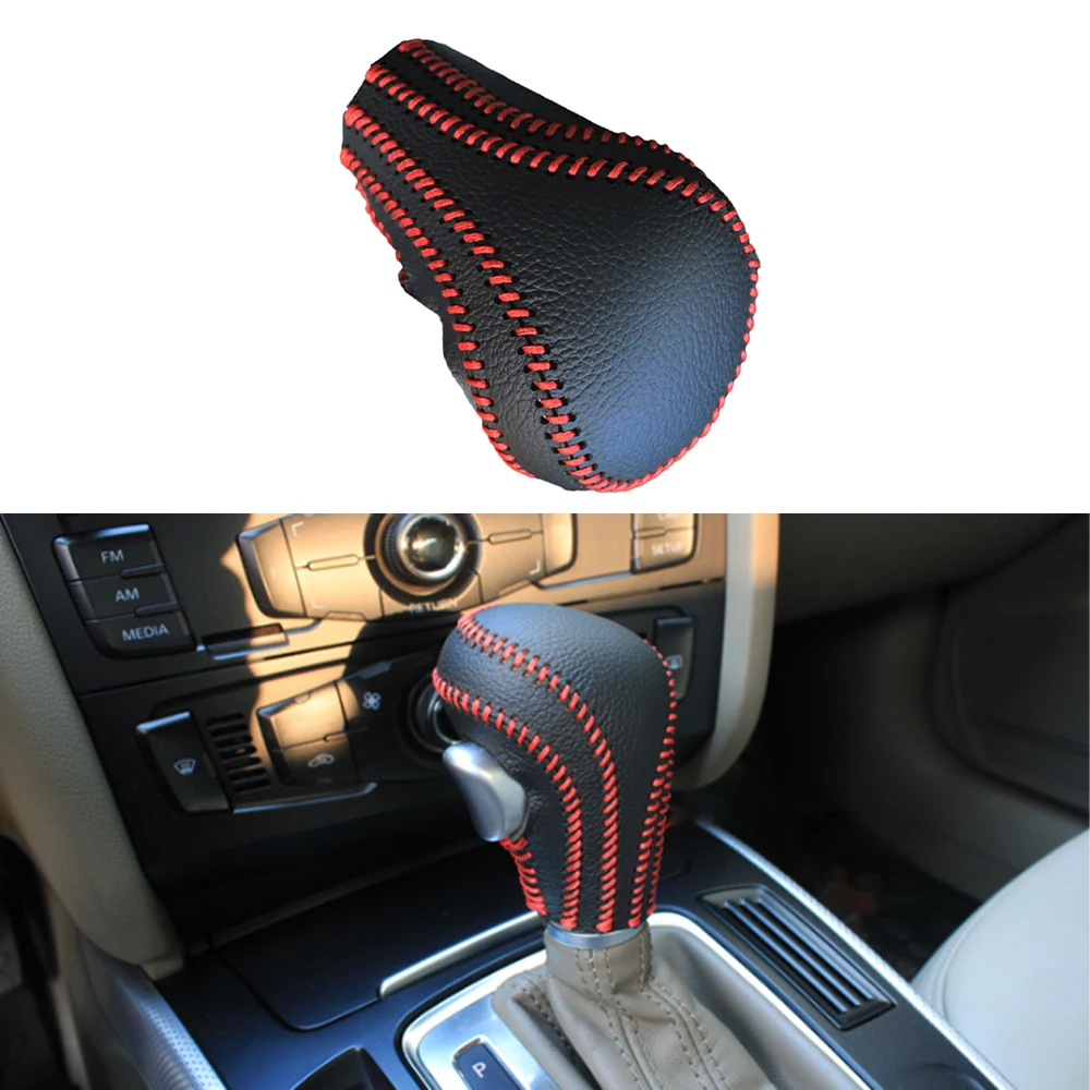 1Pc Shift Knob Cover Gear Shift Head Cover Set Knob Protector Leather Cover for Audi A4 A6 Q5 Q7 A5 Automatic Transmission Model