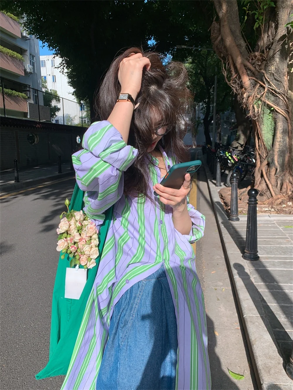 

Свободная женская рубашка с длинным рукавом, весенне-осенняя, в вертикальную полоску, до колена, кардиган, верхняя одежда, классическая повседневная рубашка