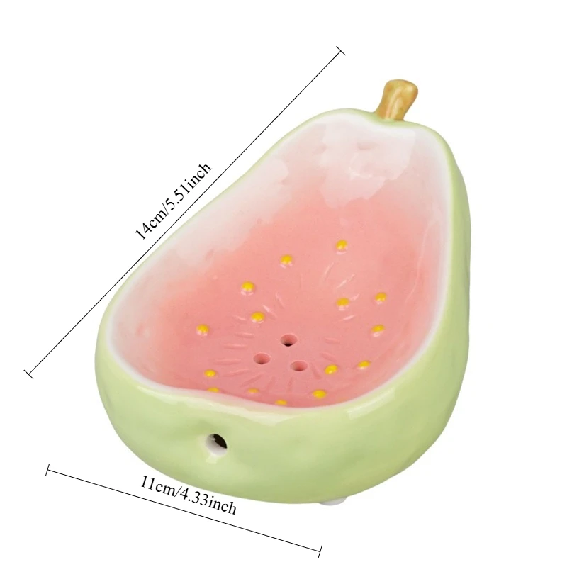 Dopamine Guava Soap Box, Water-draining Ceramic Soap Holder, Creative Wash Basin Soap Dish, Home Bathroom Sink Storage Rack