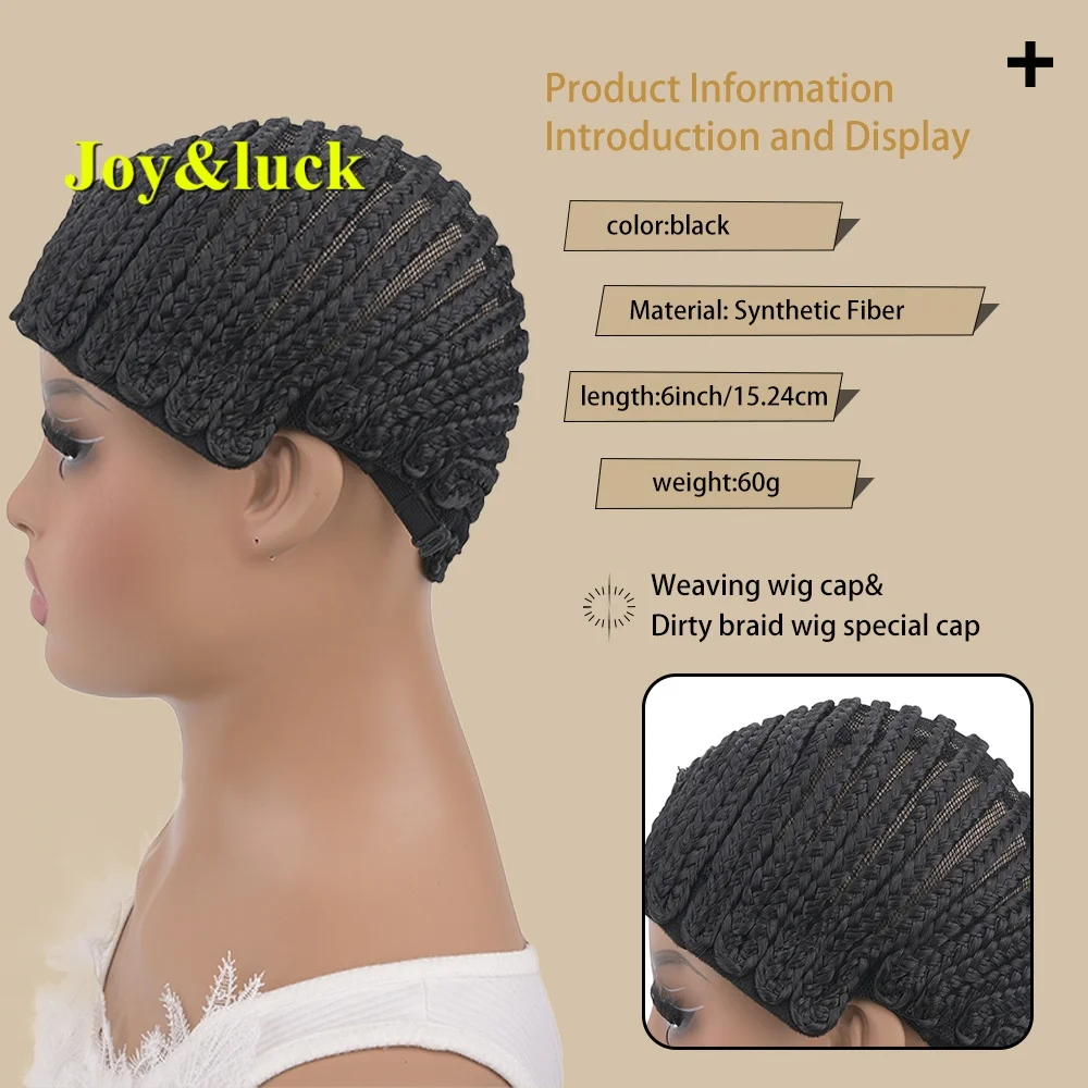 قبعة سوداء مضفرة سهلة الكروشيه ذيل حصان المجدل مرونة عالية تنفس الضفائر الداخلية شبكة كورنو جديلة غطاء شعر مستعار