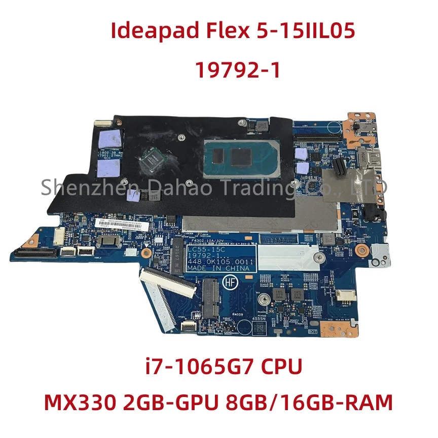 19792-1 For Lenovo Ideapad Flex 5-15IIL05 Laptop Motherboard With i7-1065G7 CPU MX330 2GB-GPU 8GB/16GB-RAM FRU:5B20S44398