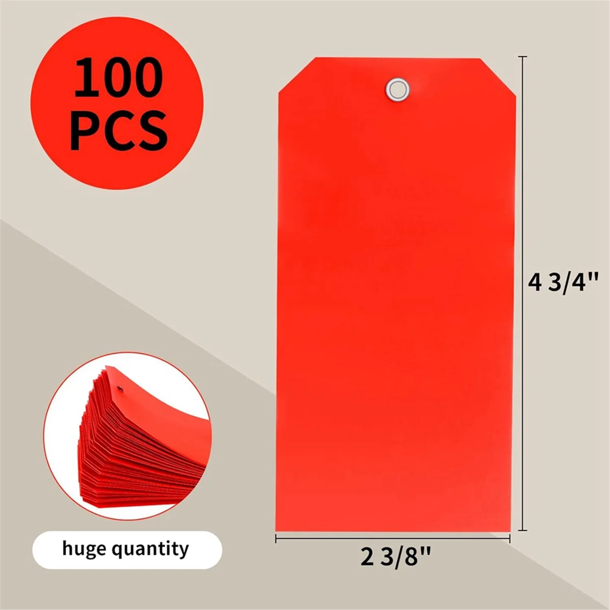 100ชิ้น4 3/4นิ้ว x 2/8นิ้วป้ายพลาสติกพร้อมสายป้ายเปล่าแท็กแขวนกันน้ำ (สีแดง)