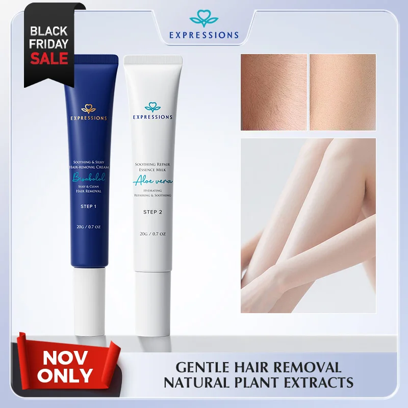 

Gentle Hair Removal Kit – Painless Epilation, Soothing & Clean Skin with Royal Jelly, Aloe Vera & 7 Plant Extracts