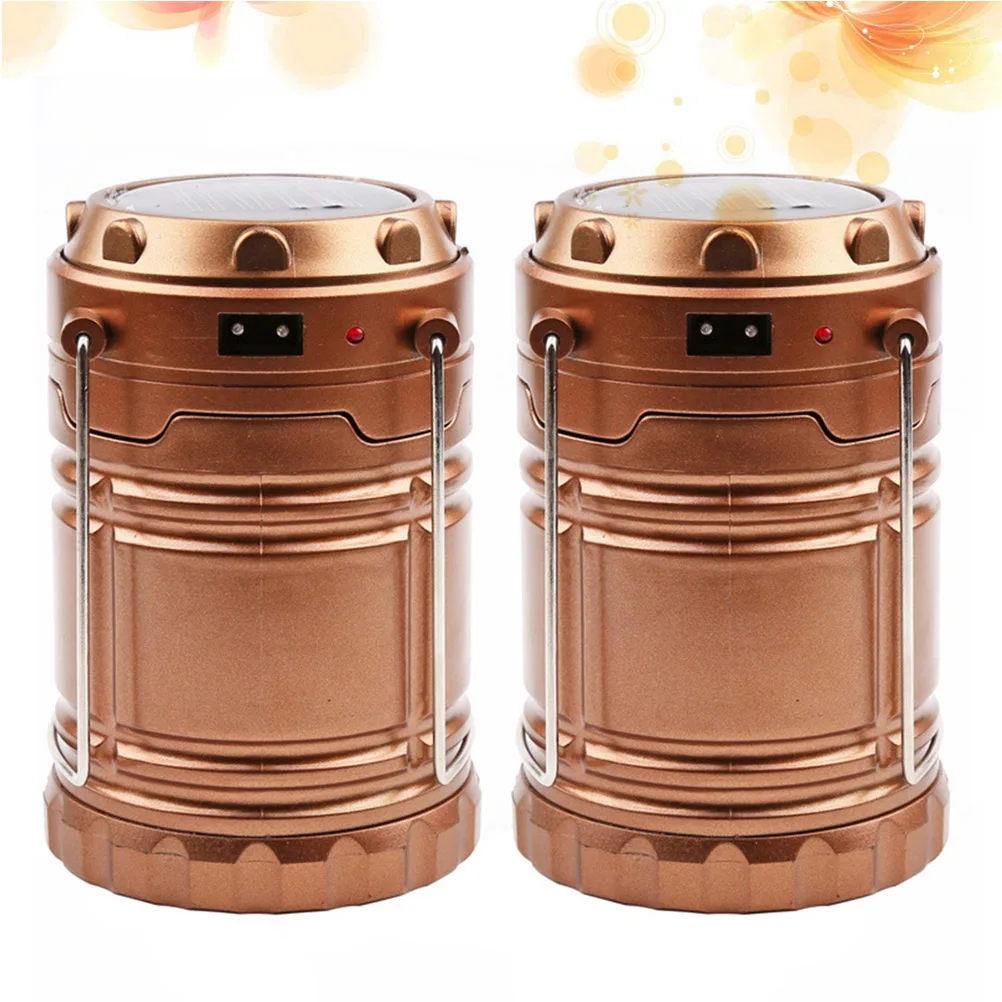 

2PCS Solar LED Flashlight Copper Hiking Emergency Camping Led Lantern For Hiking Lantern Light Portable Outdoor Lamp