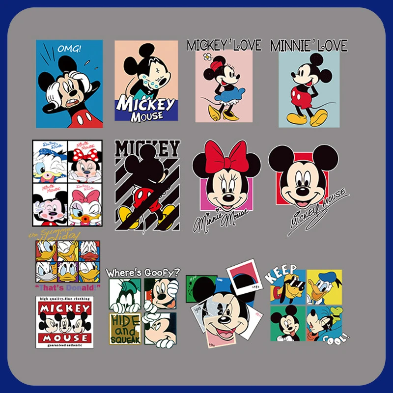 Disney Mickey Mouse Patches Clothing Heat Transfer Stickers for T-Shirt Iron on Patches for Clothes for Boys Girls Kawaii Custom