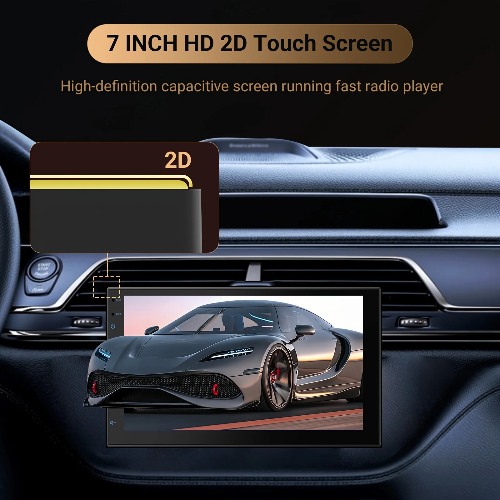 7-Inch Android Car Stereo – Wireless CarPlay & Android Auto Support, GPS Navigation, Steering Wheel Control, Built-in Wi-Fi, 2GB RAM + 64GB Storage, Quad-Core CPU, FM/AM Radio, MirrorLink, Dash Cam Ready, Dual DIN Touchscreen Display view 3