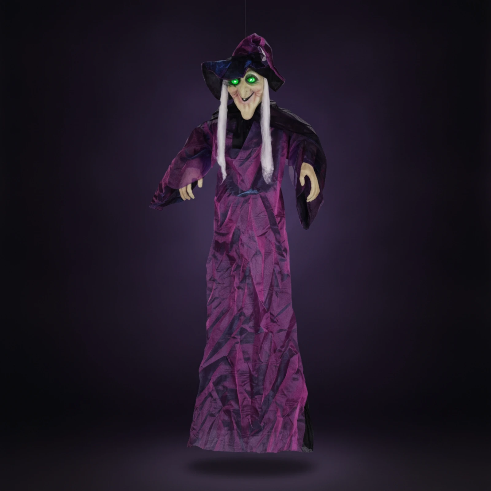 Hanging Witch Ghost Sound Activated Witch Ghost with Light-up Eyes Animated Halloween Prop Scary Easy to Install