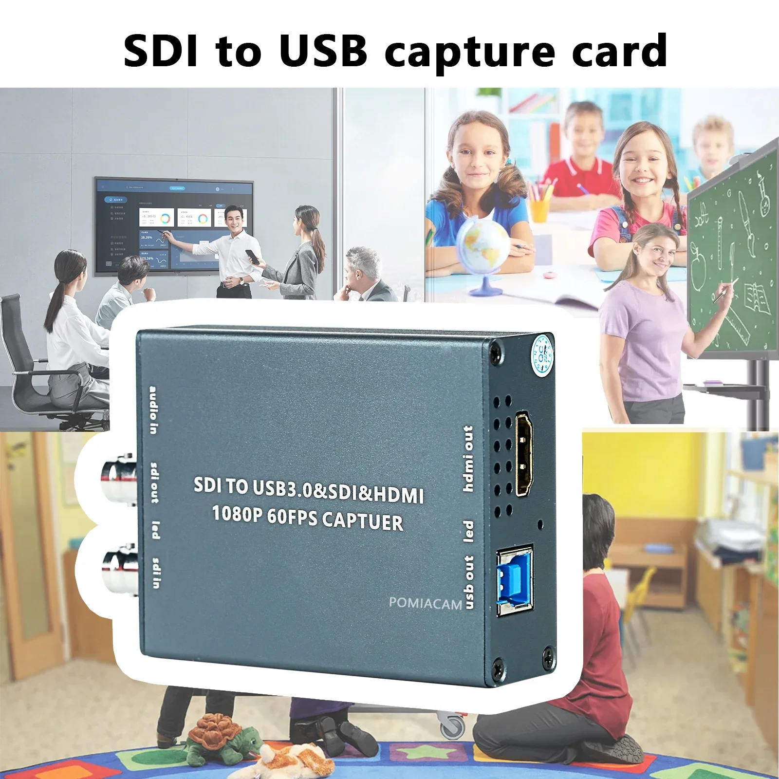 

SDI to USB Capture Card HDMI Audio Video HDMI and SDI Loopout with HD USB3.0 1080P Output SDI Input Recorder Live Streaming