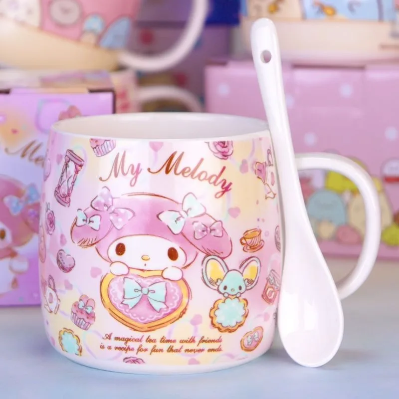 

Girly Heart My Melody Anime Kawaii Sanrio Ins Fashion Large Capacity Ceramic Cup Cute Breakfast Water Mug Gifts for Kids