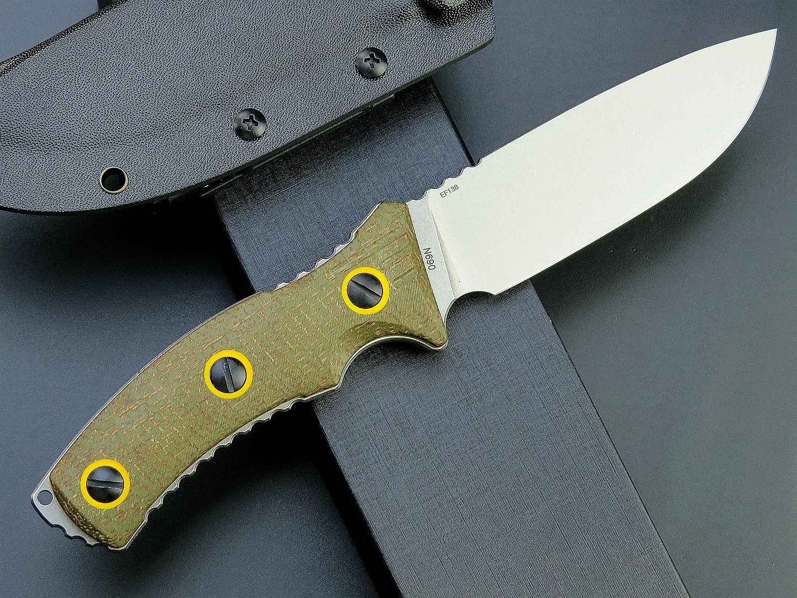 Eafengrow EF138 Fixed Blade Knife N690 Steel Blade Micarta Handle Full Tang EDC Straight Knifes for Field Working Camping