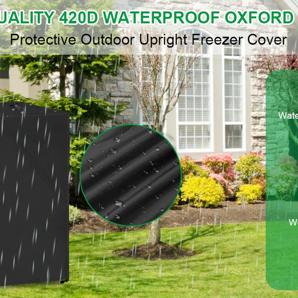 Outdoor Upright Freezer Dust Cover 3.0 Cubic Feet Beverage Fridge Protector Waterproof Polyester Storage Guard