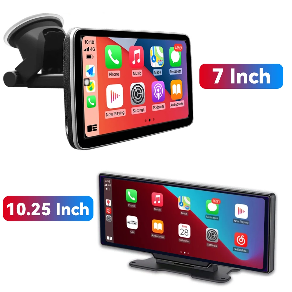 Portable Touch Screen Wireless Apple CarPlay Android Auto Tablet Car Audio Multimedia Player Radio