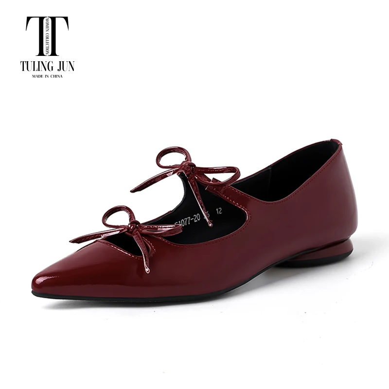 TULING JUN 2023 Spring And Summer Women's Shoes Low Heel Pointed Toe Gentle Elegant Bow-tied Shoes For Women JD-F1077-20