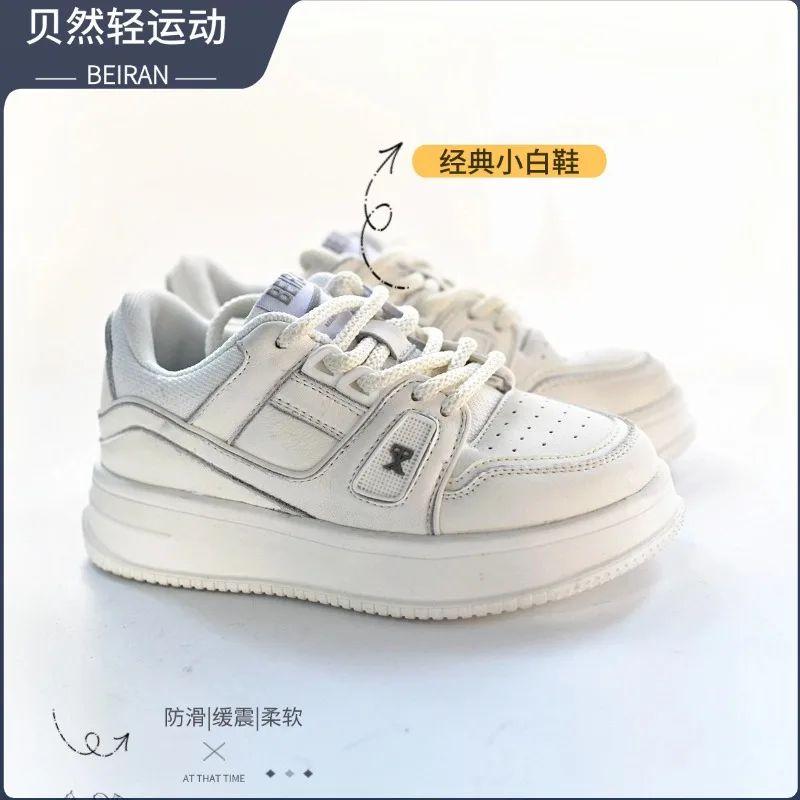 Girls' Spring 2026 New Korean Style Breathable Casual White Sneakers Soft Bottom Fashionable Board Shoes for Kids and Tweens view 3