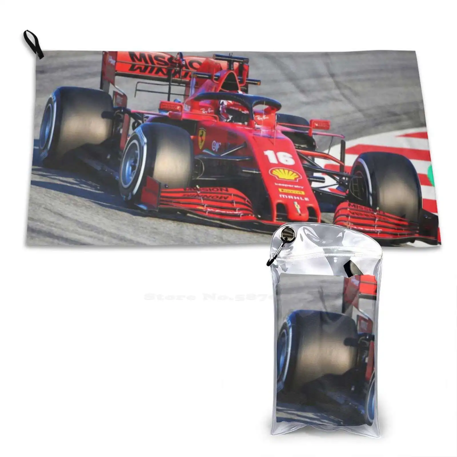 Leclerc In The 2020 Car At An Angle Soft Bath Towel Washcloth Outdoor Racecars Sports Fia Racingdriver Racing Driver Grandprix