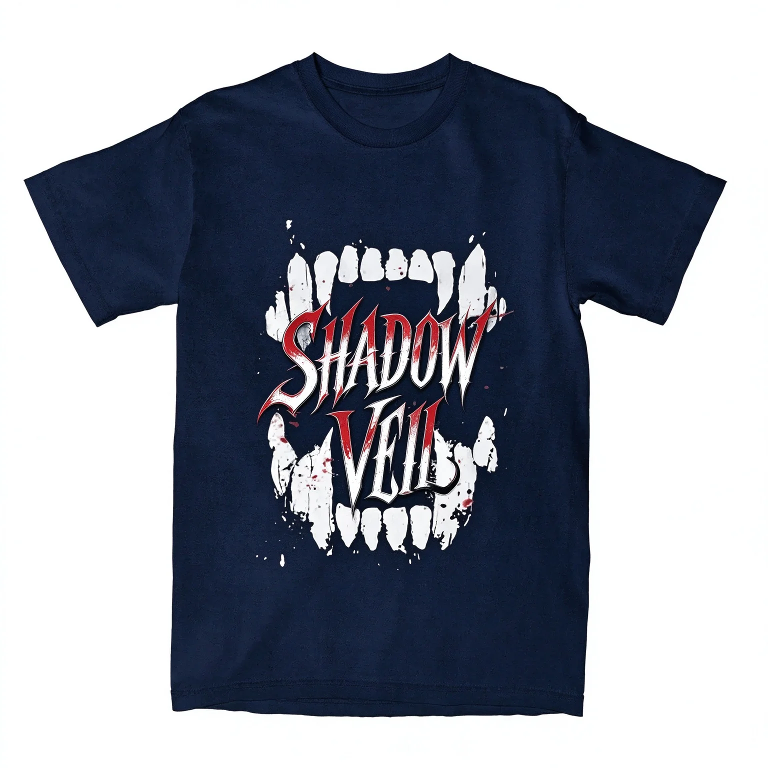 Gothic Shadow Veil Fangs Graphic T Shirt Summer Short Sleeve Crew Neck Y2K Streetwear Print Casual Tees for Men Women