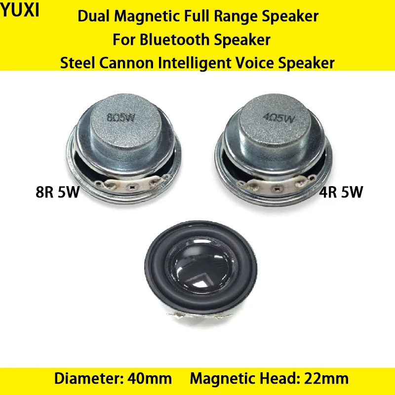 YUXI 1PC Minialtavoz De Audio Para Cine En Casa For 40MM 4/8Ohm 5W De Frecuencia Completa Magnético Dual Para Altavoz Bluetooth