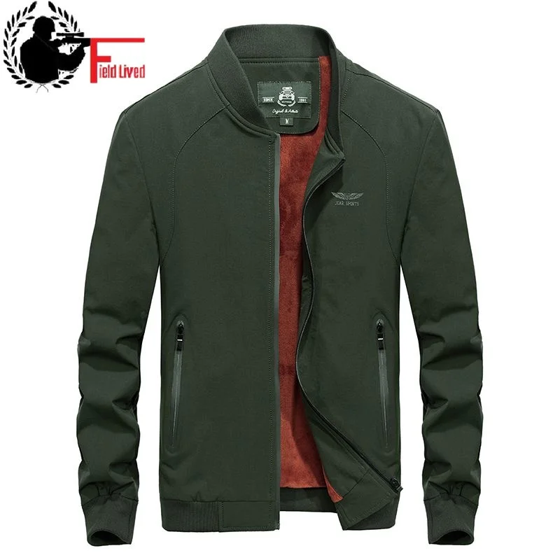 

Quality Jackets Fleece Men Coats New 2023 Autumn Winter Male Casual Outwear Fur Inside Warm Loose Military Overcoat Army Green