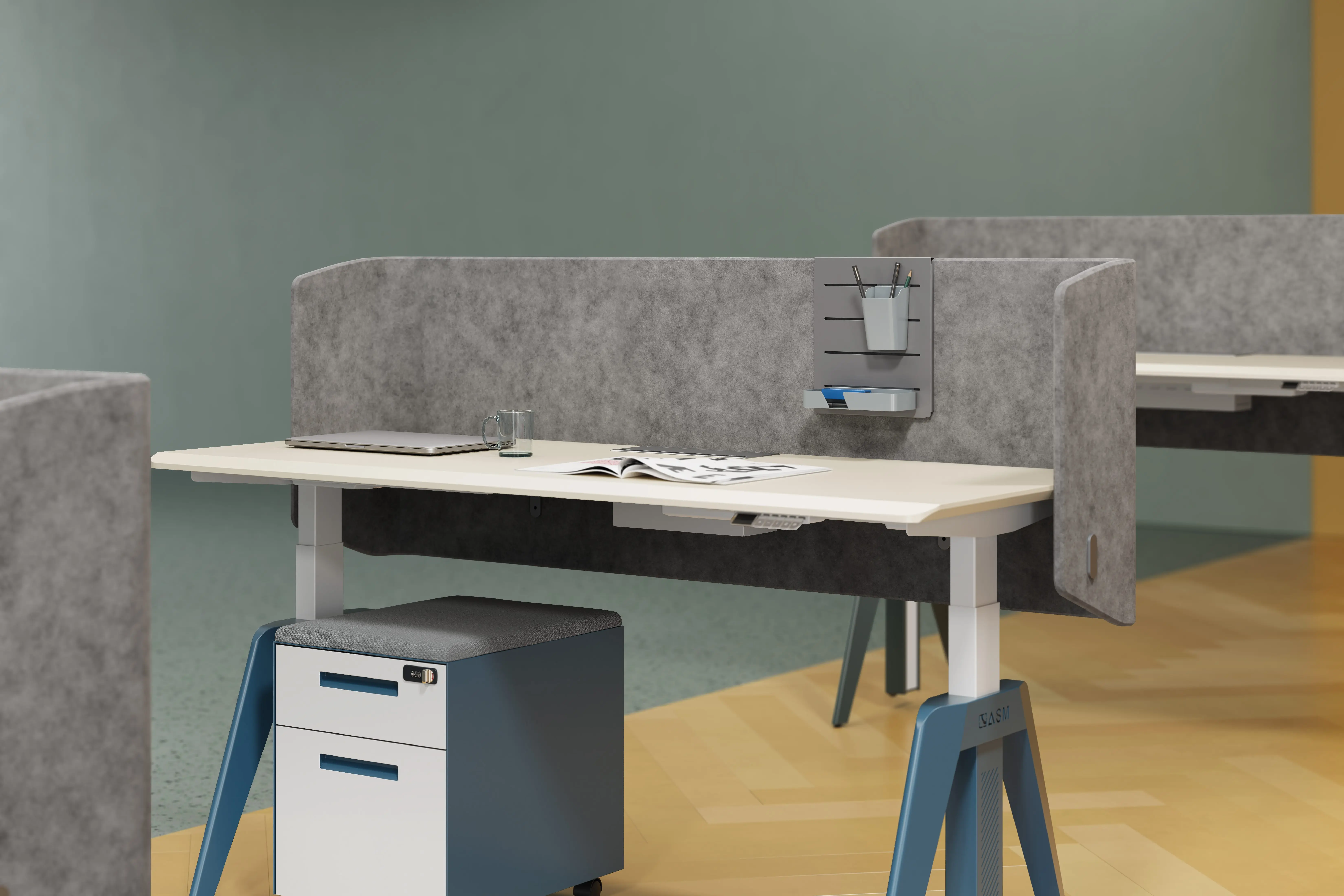 Modern Electric Height Adjustable L-Shape Standing Desk For Office Staff Durable Meeting Table Stand-Up Desk Frame