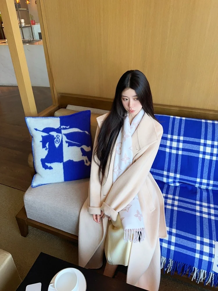 

JAMAIS VU Double-Faced Woolen Coat Lightweight Pastel Color Heavy-Looking Lapel Designable Beltable Women's Winter Outerwear