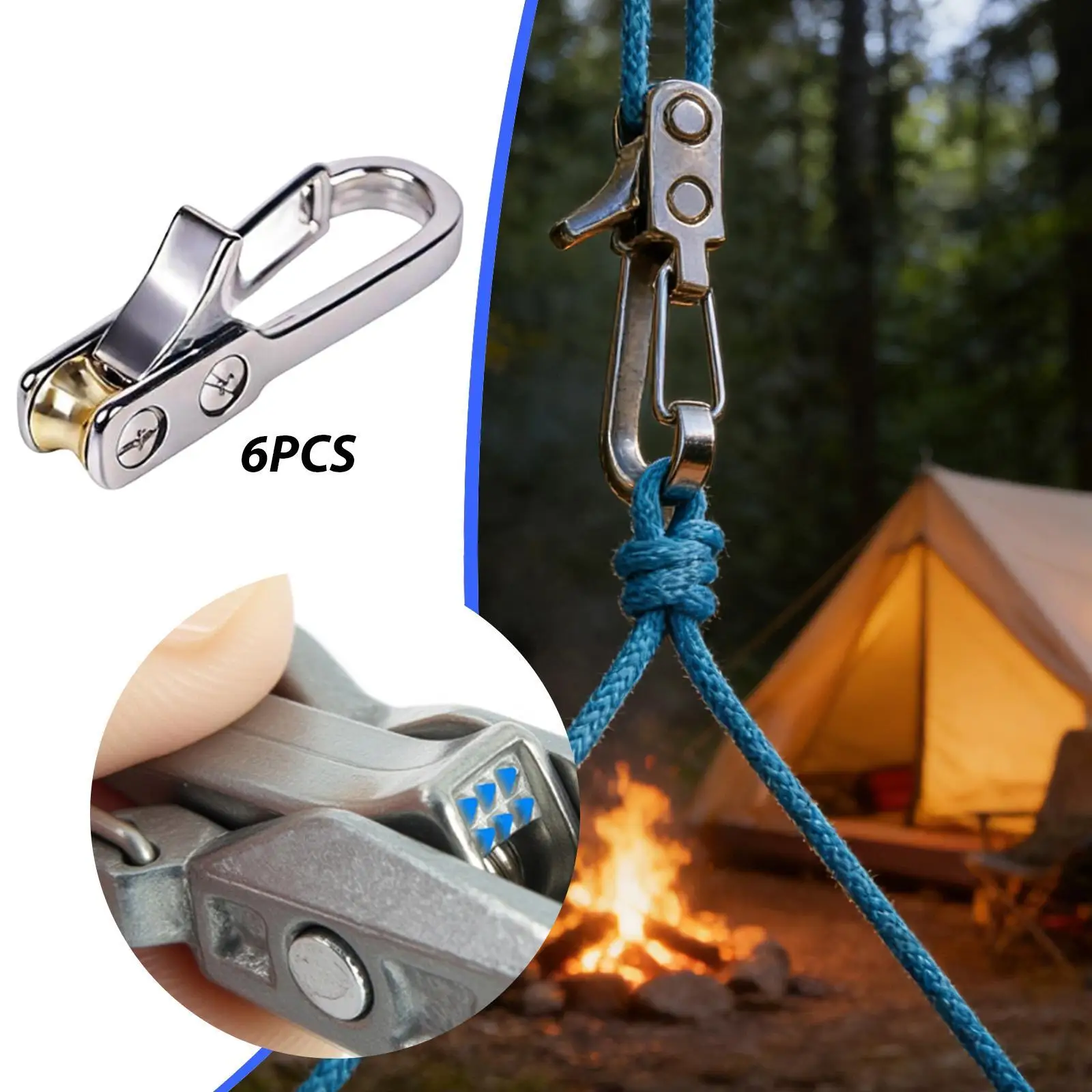 Rope Roller Tensioner Wear Resistant Zinc Alloy Easy Install Tool for Secure Tying Camping Home