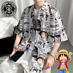 ONE PIECE Luffy Leisure Anime Shirts Button Lapel Cardigan Top Men Women Loose Long Sleeve Oversized Shirt Man Blouses Summer