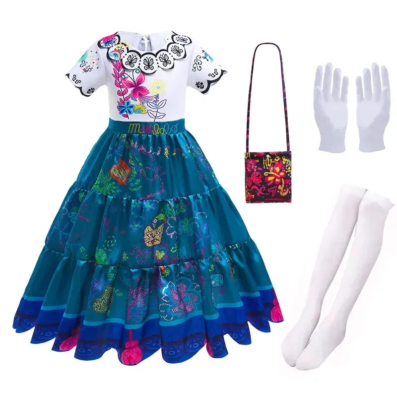 Girls toddler Princess mirantiel dress cosplay dress gloves socks fancy summer dress Carnival Christmas gift anime costume