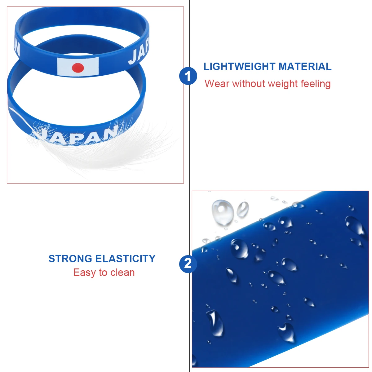 

6 pcs Silicone Wristbands Durable Comfortable Country Flag Bracelet OneSizeFitMost Cheer Team Sports Fans Men Women